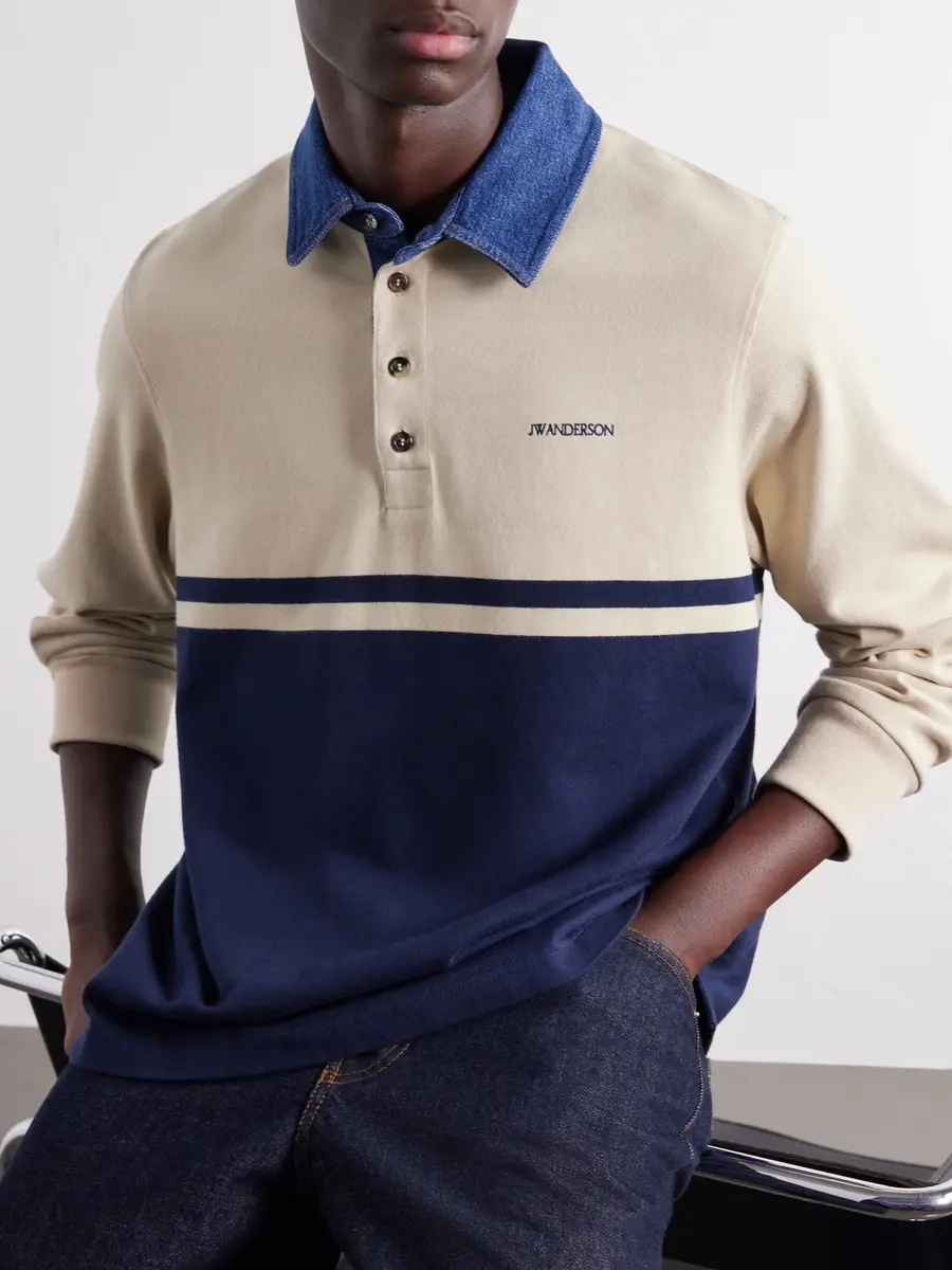 JW Anderson Contrast Collar Colour-Block Cotton-Jersey Polo Shirt - Men | Thumbnail 5 JW Anderson Contrast Collar Colour-Block Cotton-Jersey Polo Shirt - Men | Thumbnail 5
