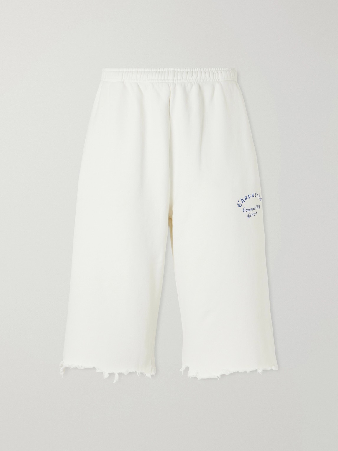 Willy Chavarria Community Center Distressed Logo-Print Cotton-Jersey Shorts - Men