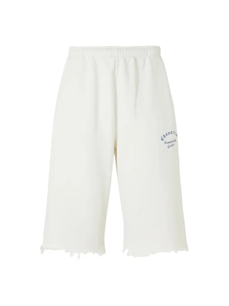 Willy Chavarria Community Center Distressed Logo-Print Cotton-Jersey Shorts - Men