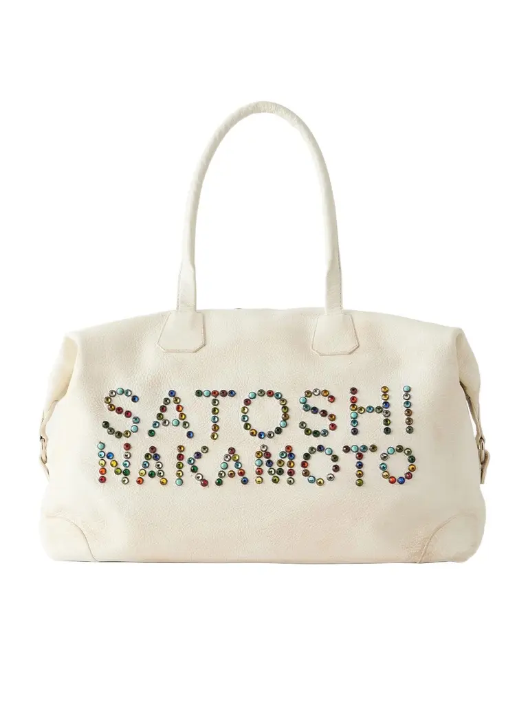 Satoshi Nakamoto Studded Embellished Leather Weekend Bag - Men