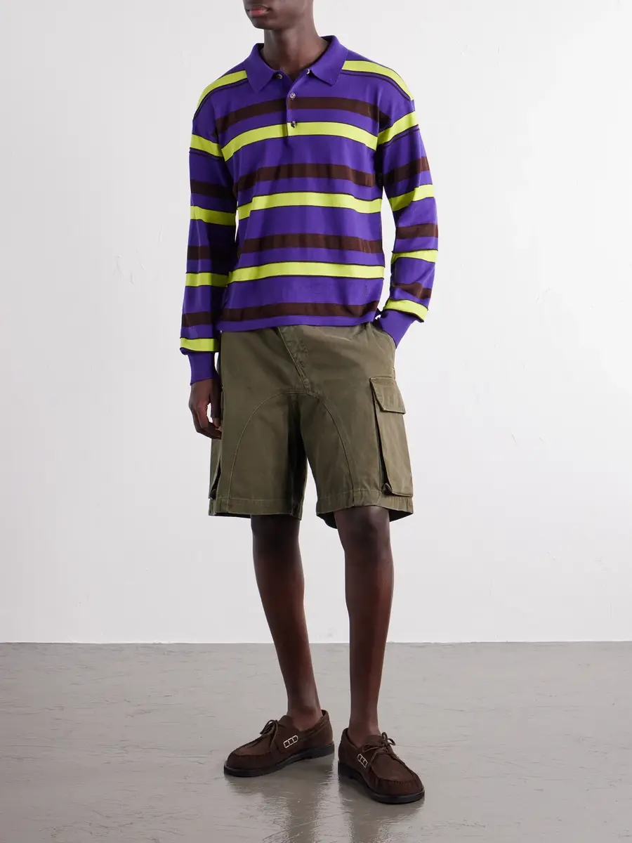 JW Anderson Rugby Striped Cotton-Blend Polo Shirt - Men | Thumbnail 2 JW Anderson Rugby Striped Cotton-Blend Polo Shirt - Men | Thumbnail 2