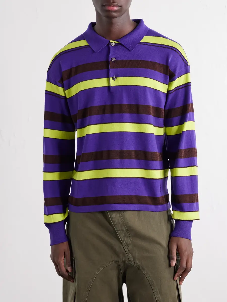 JW Anderson Rugby Striped Cotton-Blend Polo Shirt - Men | Thumbnail 3 JW Anderson Rugby Striped Cotton-Blend Polo Shirt - Men | Thumbnail 3
