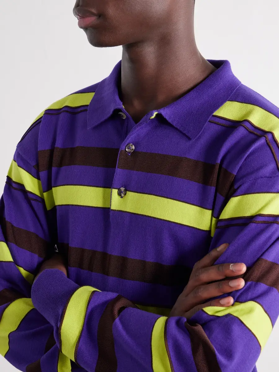 JW Anderson Rugby Striped Cotton-Blend Polo Shirt - Men | Thumbnail 5 JW Anderson Rugby Striped Cotton-Blend Polo Shirt - Men | Thumbnail 5