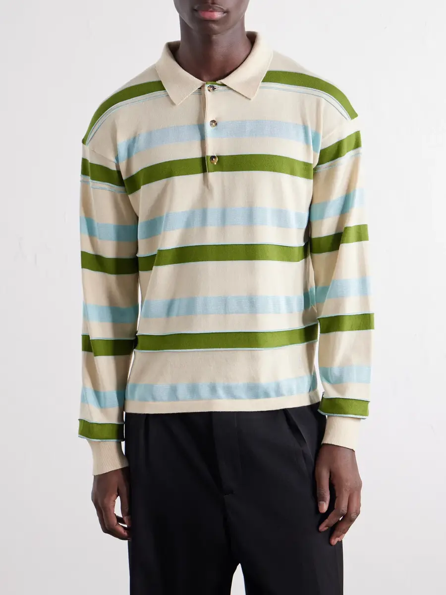 JW Anderson Rugby Striped Cotton-Blend Polo Shirt - Men | Thumbnail 3 JW Anderson Rugby Striped Cotton-Blend Polo Shirt - Men | Thumbnail 3