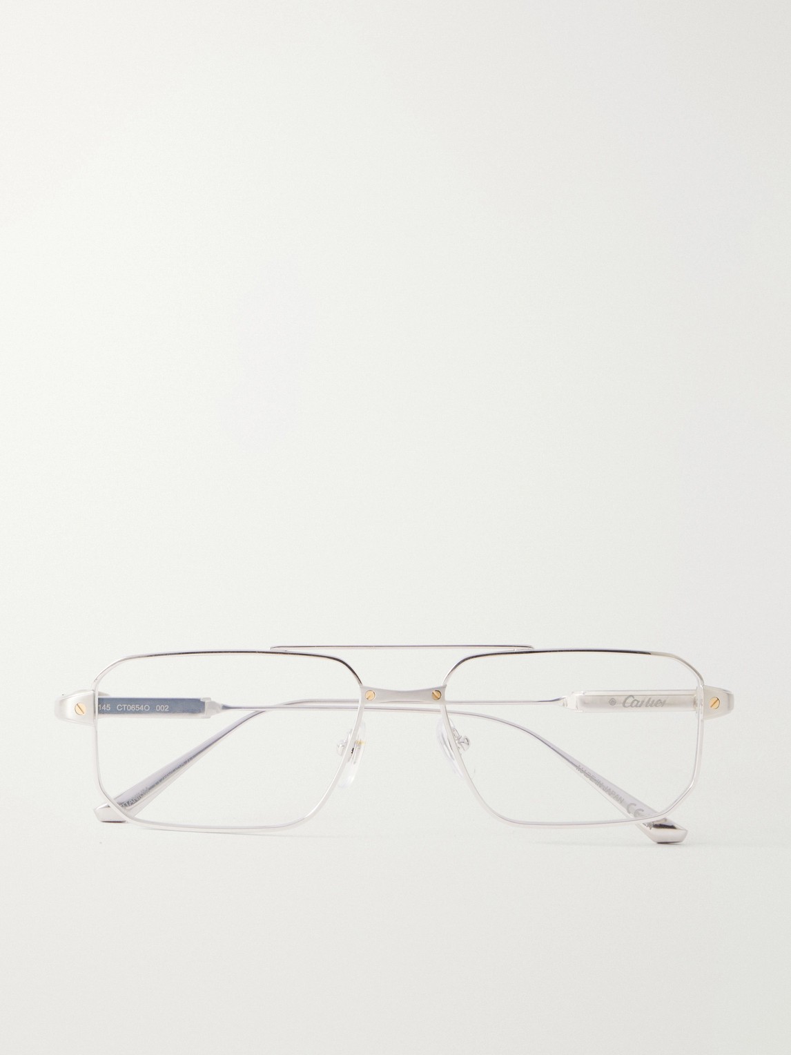 Cartier Eyewear Santos de Cartier Aviator-Style Silver-Tone Glasses - Men