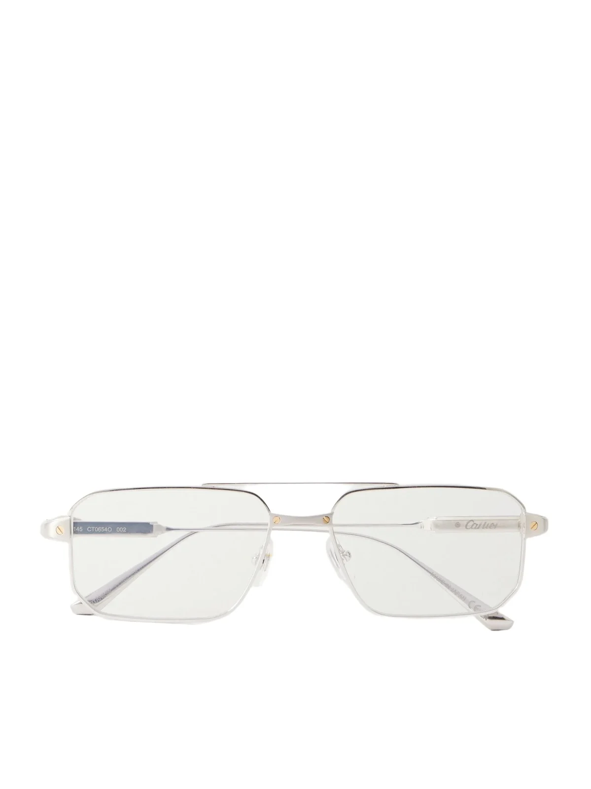 Cartier Eyewear Santos de Cartier Aviator-Style Silver-Tone Glasses - Men