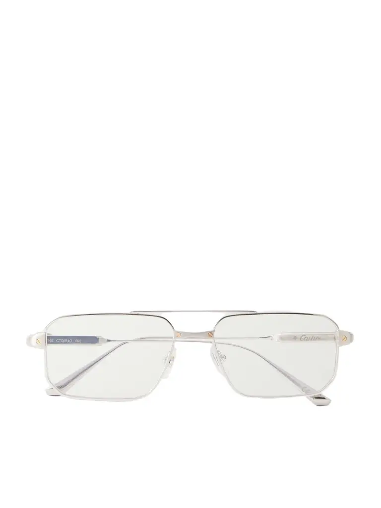 Cartier Eyewear Santos de Cartier Aviator-Style Silver-Tone Glasses - Men