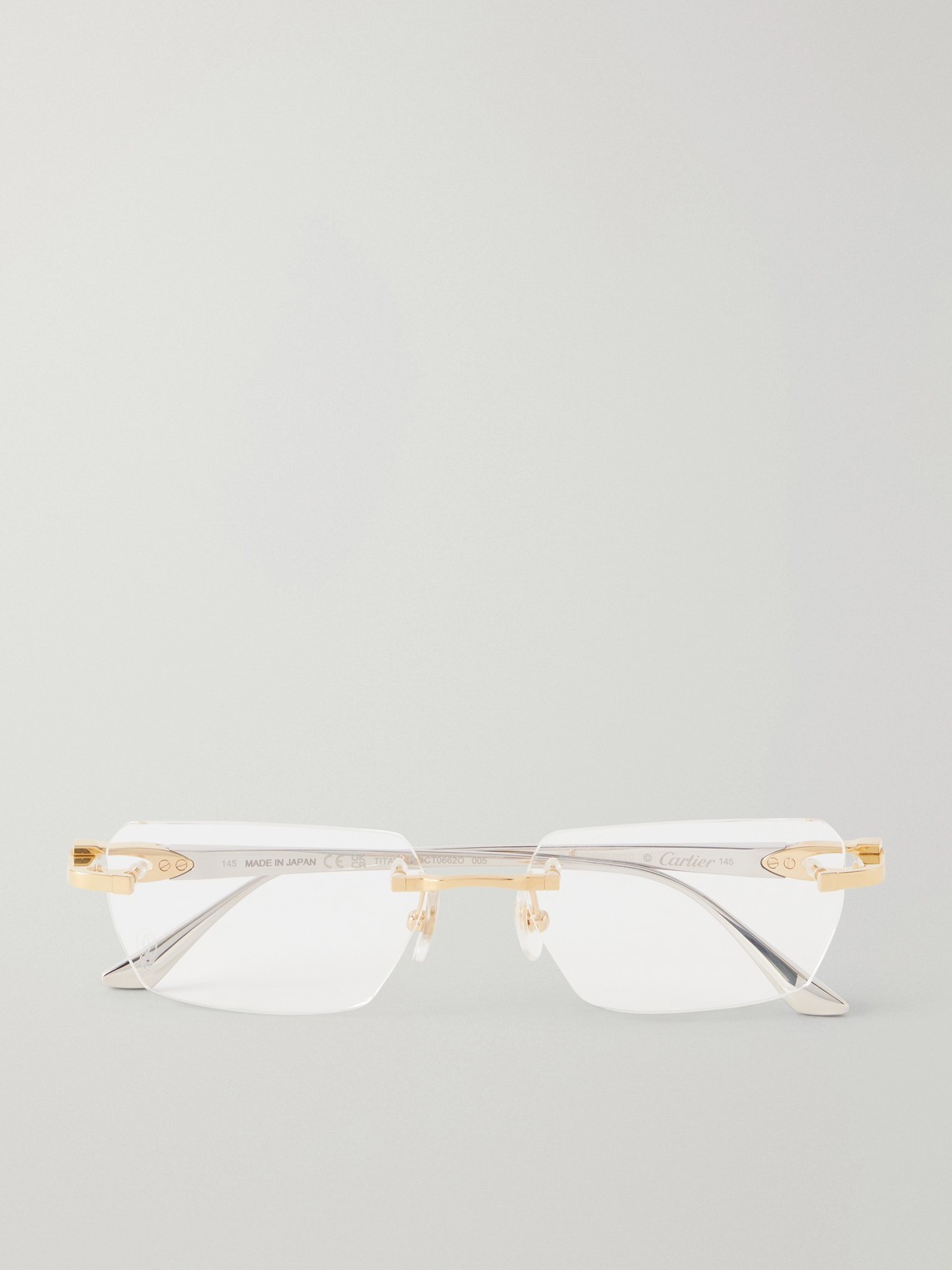 Cartier Eyewear Motifs de Cartier D-Frame Gold and Silver-Tone Titanium Glasses - Men