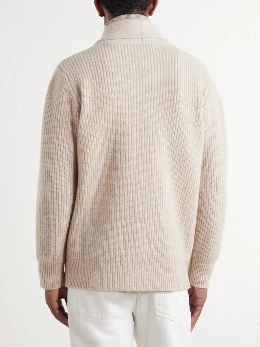 De Petrillo Ribbed Merino Wool and Cashmere-Blend Cardigan - Men | Thumbnail 4