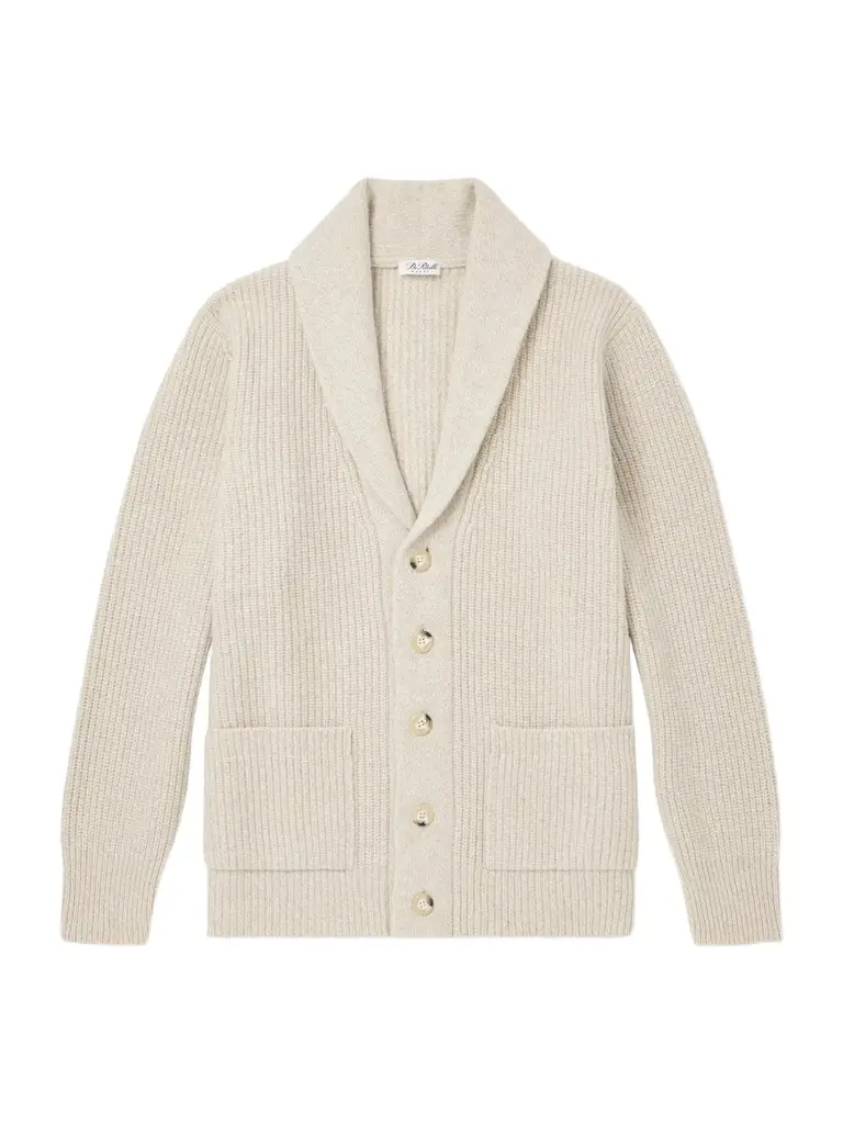 De Petrillo Ribbed Merino Wool and Cashmere-Blend Cardigan - Men