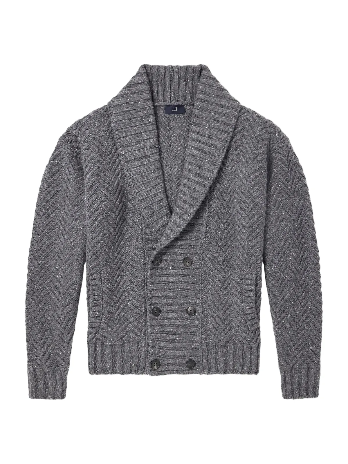 Double-Breasted Chevron-Knit Cashmere Cardigan - Men