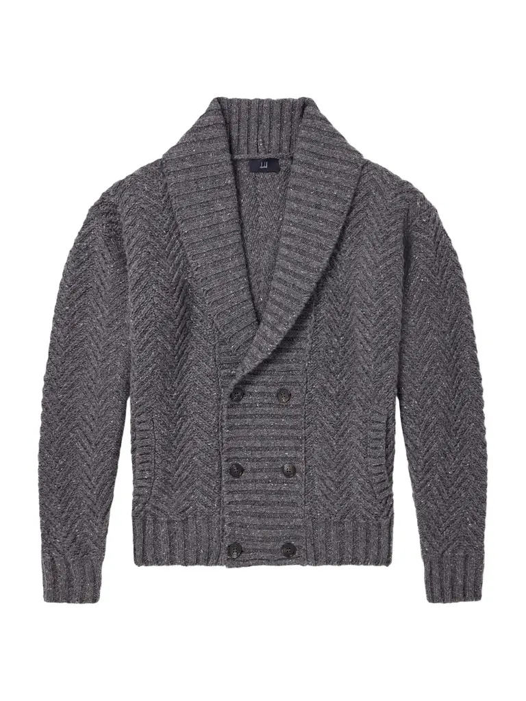 dunhill Double-Breasted Chevron-Knit Cashmere Cardigan - Men