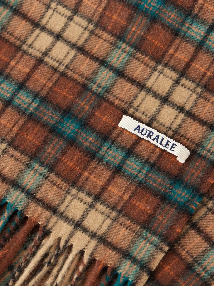 Auralee Fringed Checked Cashmere Scarf - Men | Thumbnail 4