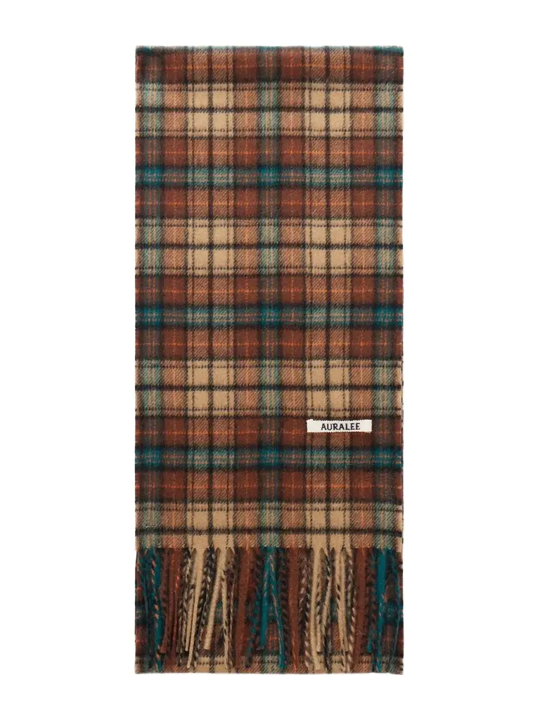 Auralee Fringed Checked Cashmere Scarf - Men