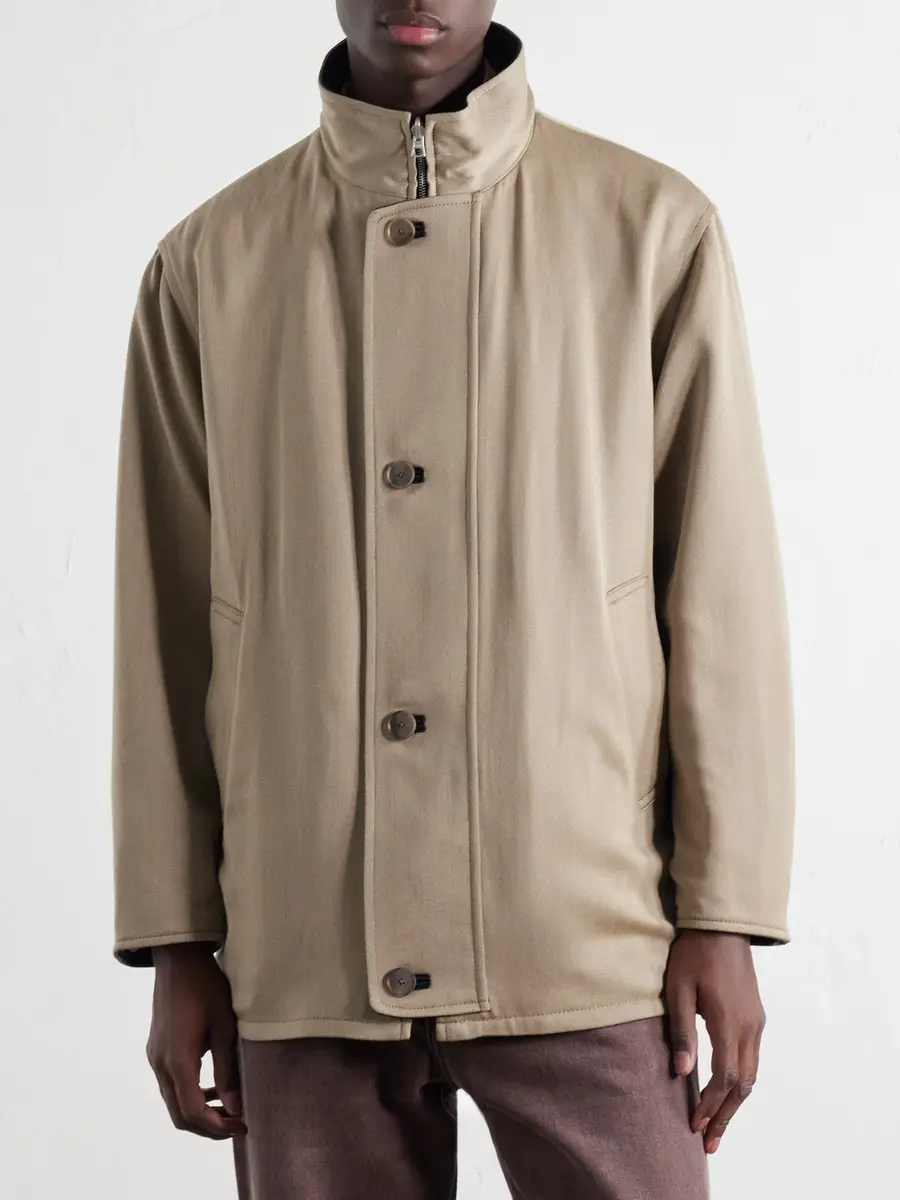 Auralee Reversible Wool-Twill and Leather Jacket - Men | Thumbnail 3