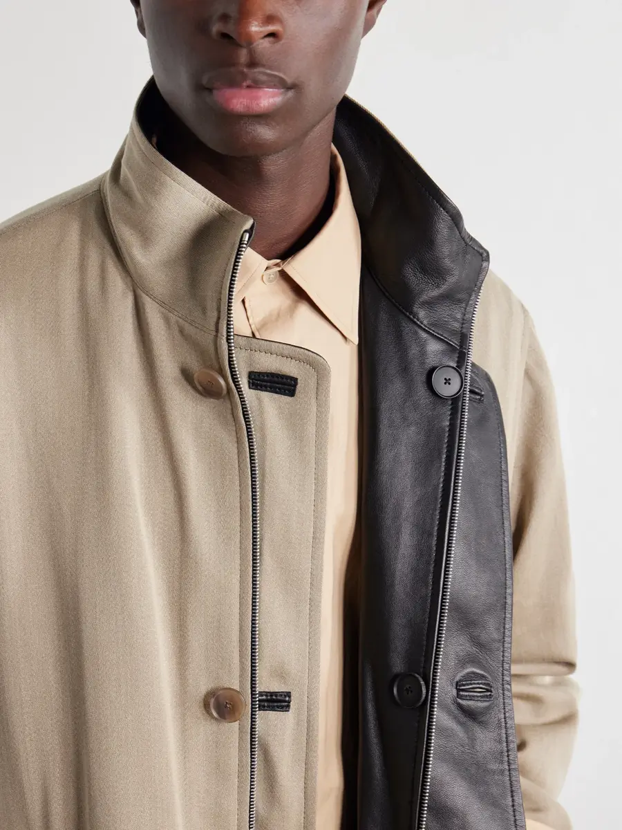 Auralee Reversible Wool-Twill and Leather Jacket - Men | Thumbnail 5