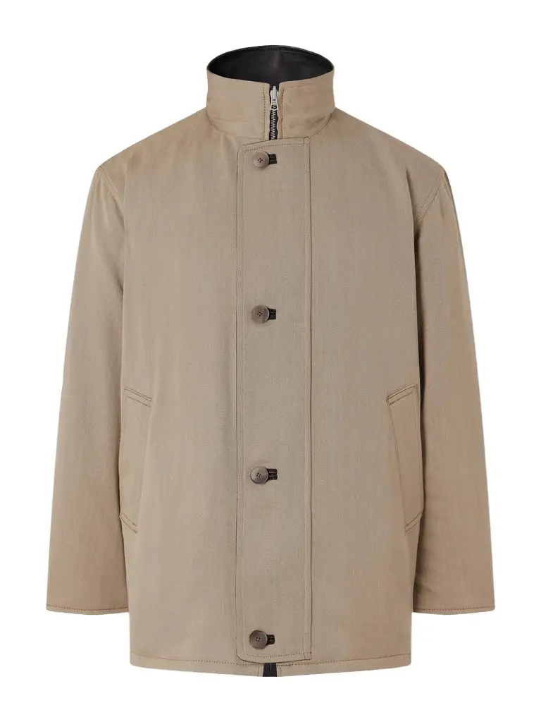 Auralee Reversible Wool-Twill and Leather Jacket - Men