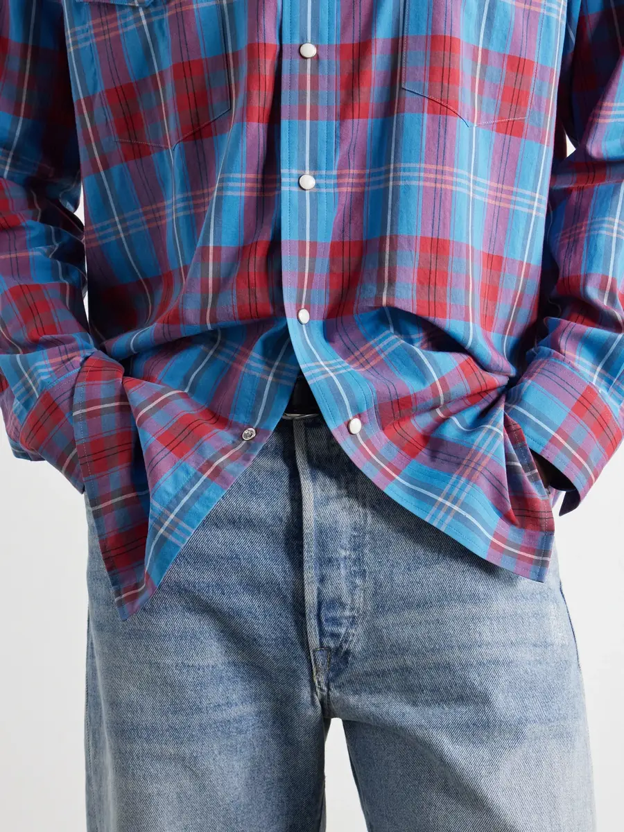 Auralee Checked Cotton and Silk-Blend Shirt - Men | Thumbnail 6 Auralee Checked Cotton and Silk-Blend Shirt - Men | Thumbnail 6