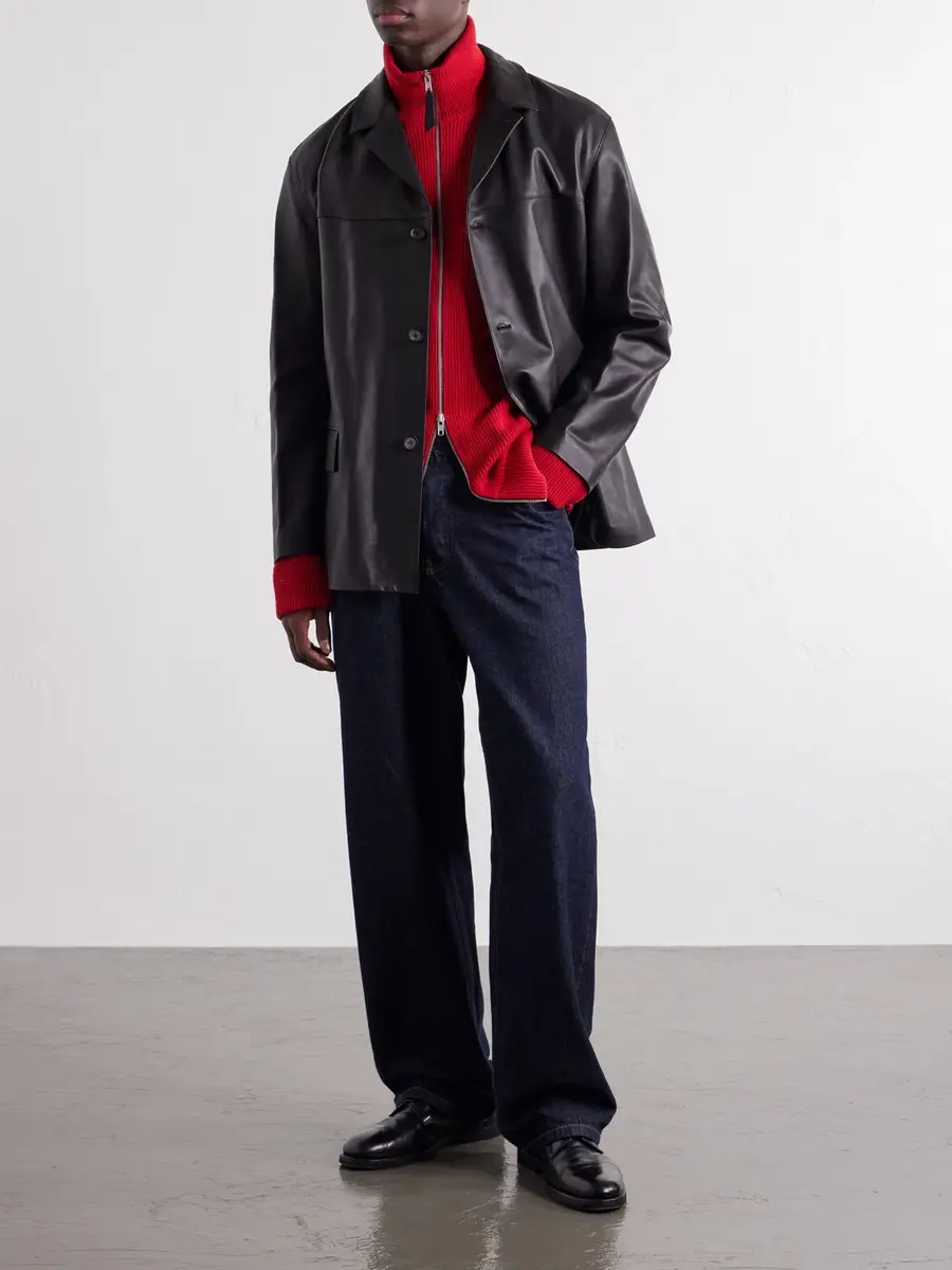 YOKE Panelled Leather Jacket - Men | Thumbnail 2 YOKE Panelled Leather Jacket - Men | Thumbnail 2