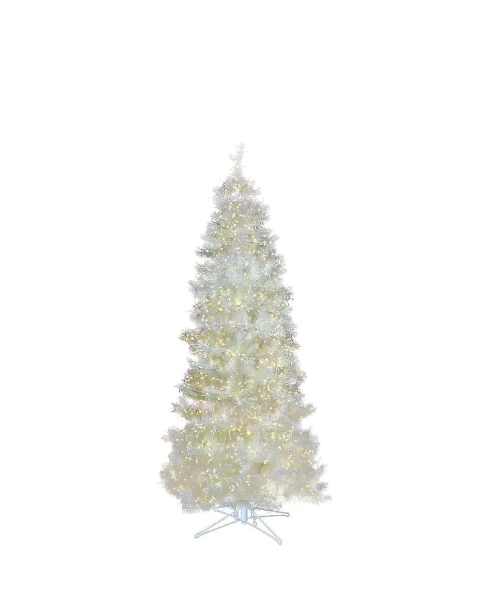 Barcana 9' White Iridescent Tree with LED Lights | Thumbnail 2
