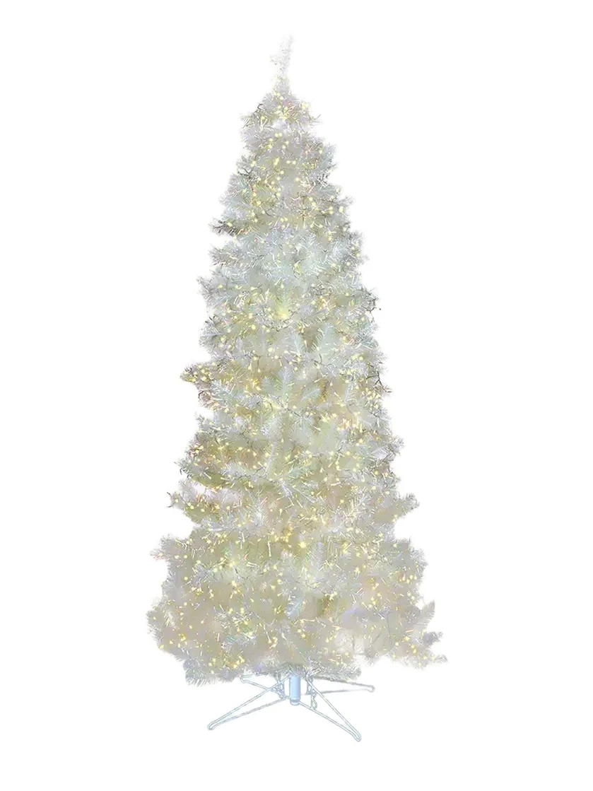 Barcana 9' White Iridescent Tree with LED Lights
