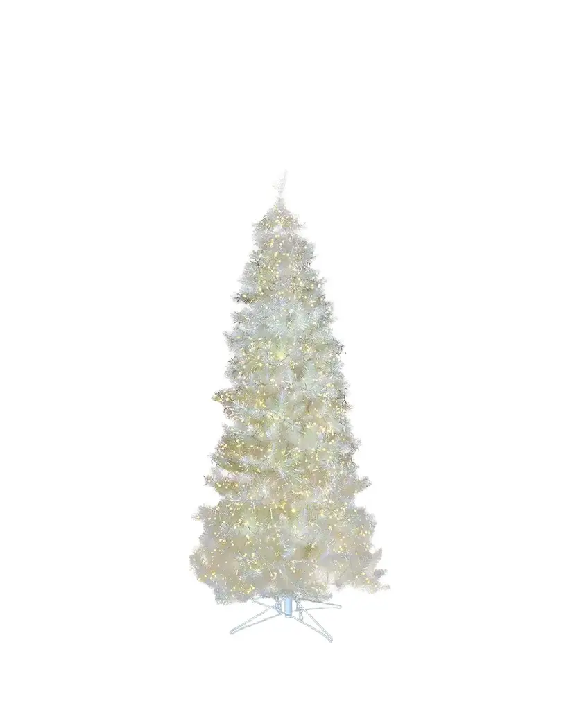 Barcana 9' White Iridescent Tree with LED Lights