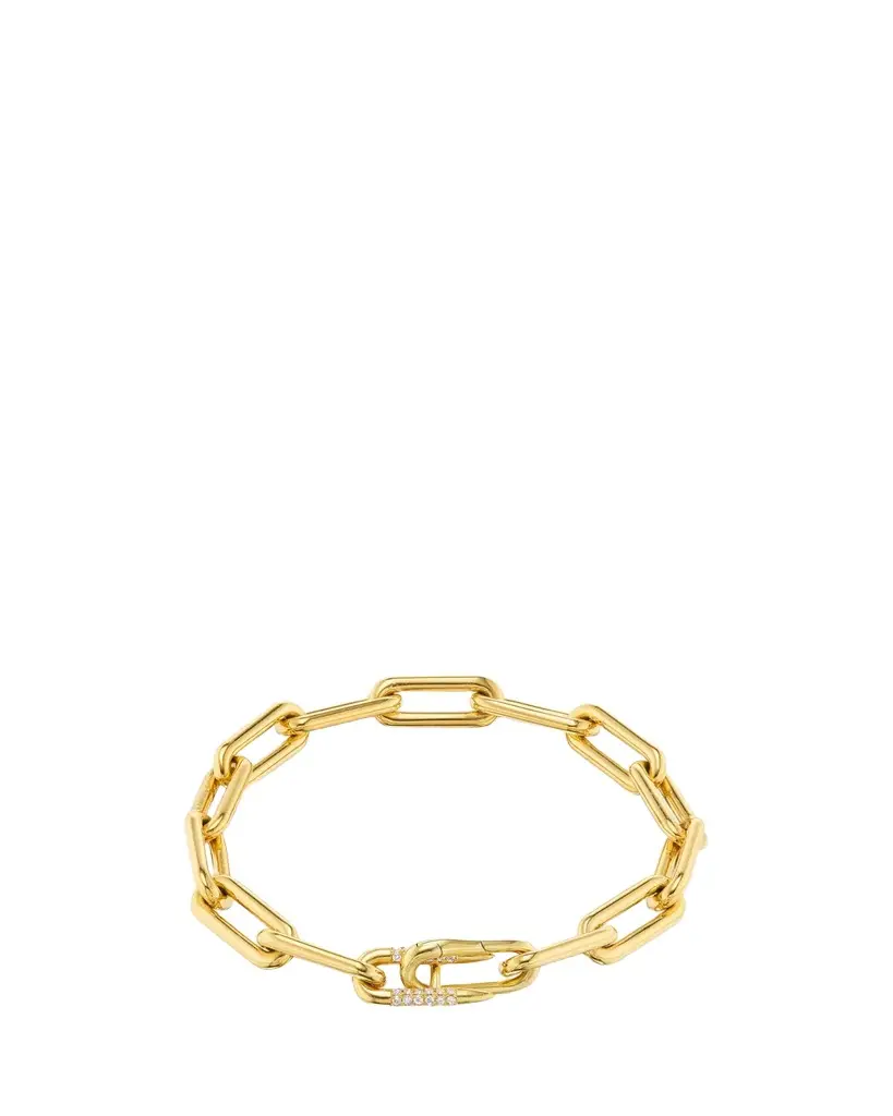 Uniform Object Reflection 18K Yellow Gold Diamond Chain Bracelet