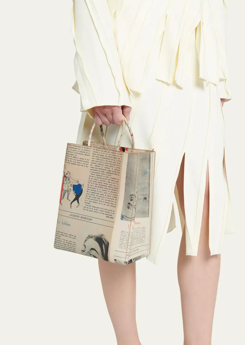 Bottega Veneta Small Newspaper-Print Tote Bag | Thumbnail 2 Bottega Veneta Small Newspaper-Print Tote Bag | Thumbnail 2