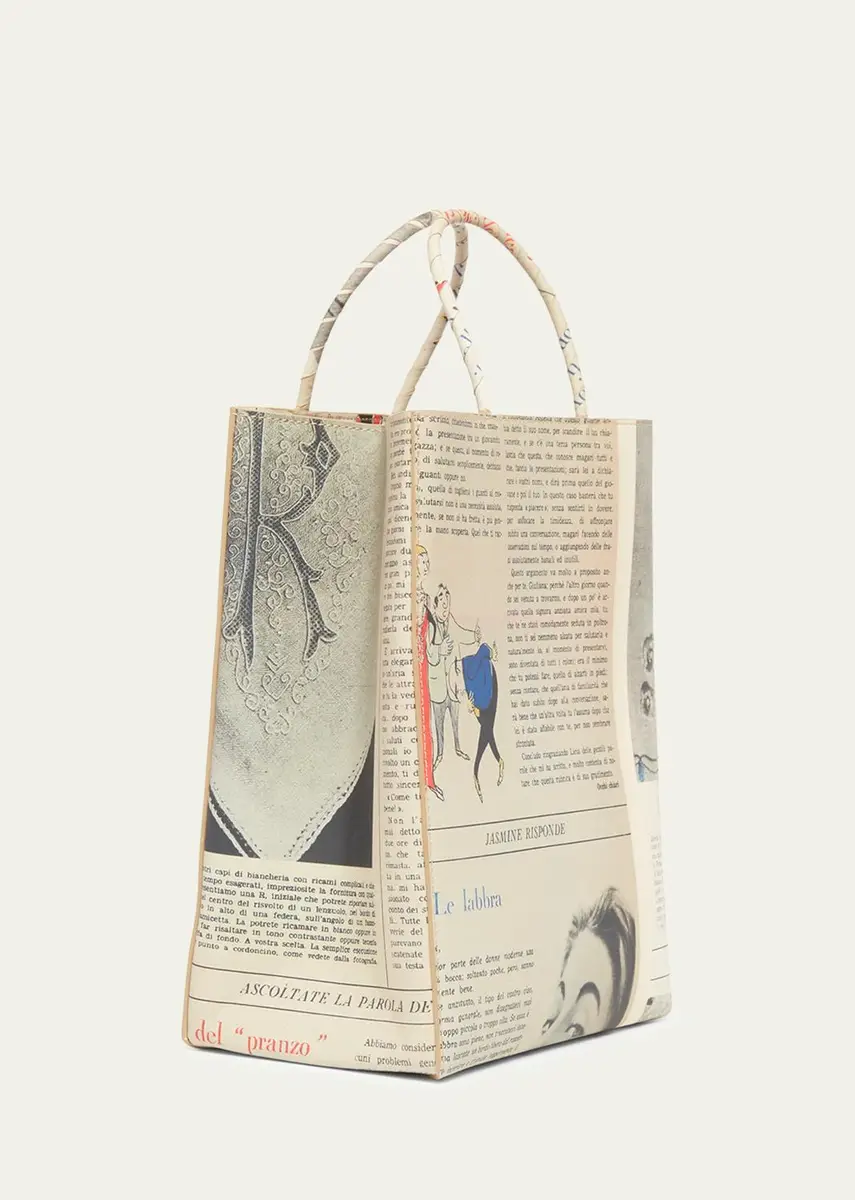 Bottega Veneta Small Newspaper-Print Tote Bag | Thumbnail 3 Bottega Veneta Small Newspaper-Print Tote Bag | Thumbnail 3
