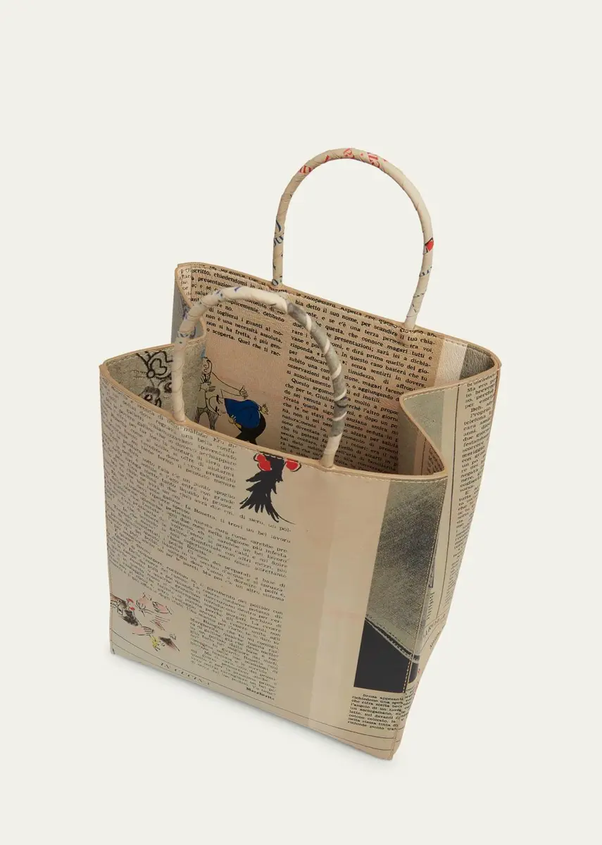 Bottega Veneta Small Newspaper-Print Tote Bag | Thumbnail 4 Bottega Veneta Small Newspaper-Print Tote Bag | Thumbnail 4