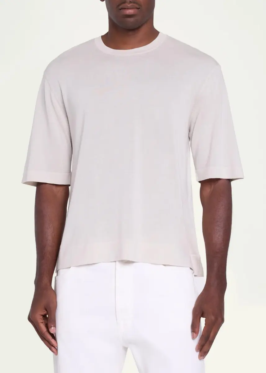 OFFICINE GÉNÉRALE Men's Wool-Blend T-Shirt | Thumbnail 4 OFFICINE GÉNÉRALE Men's Wool-Blend T-Shirt | Thumbnail 4