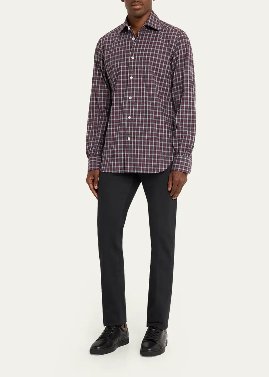 Kiton Men's Cotton Plaid Button-Down Shirt | Thumbnail 2
