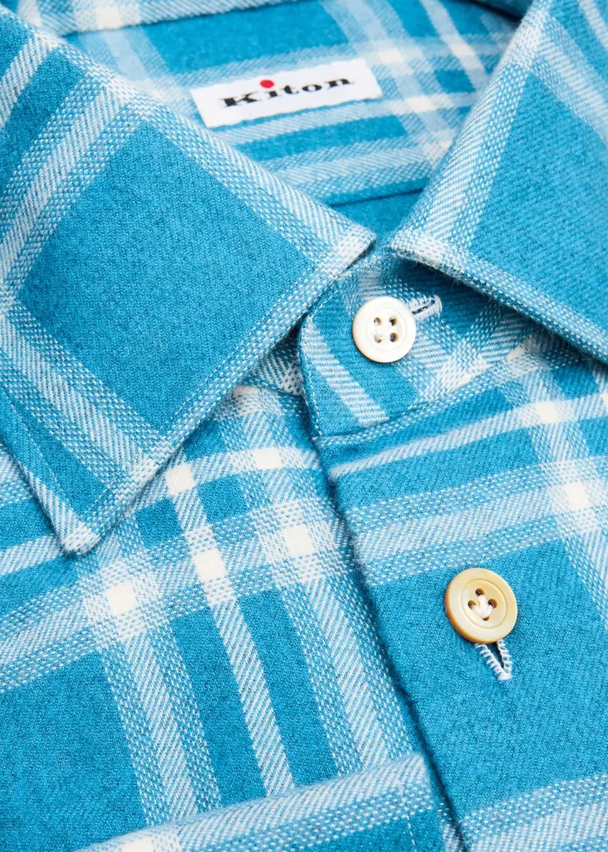 Kiton Men's Plaid Cotton Dress Shirt | Thumbnail 2