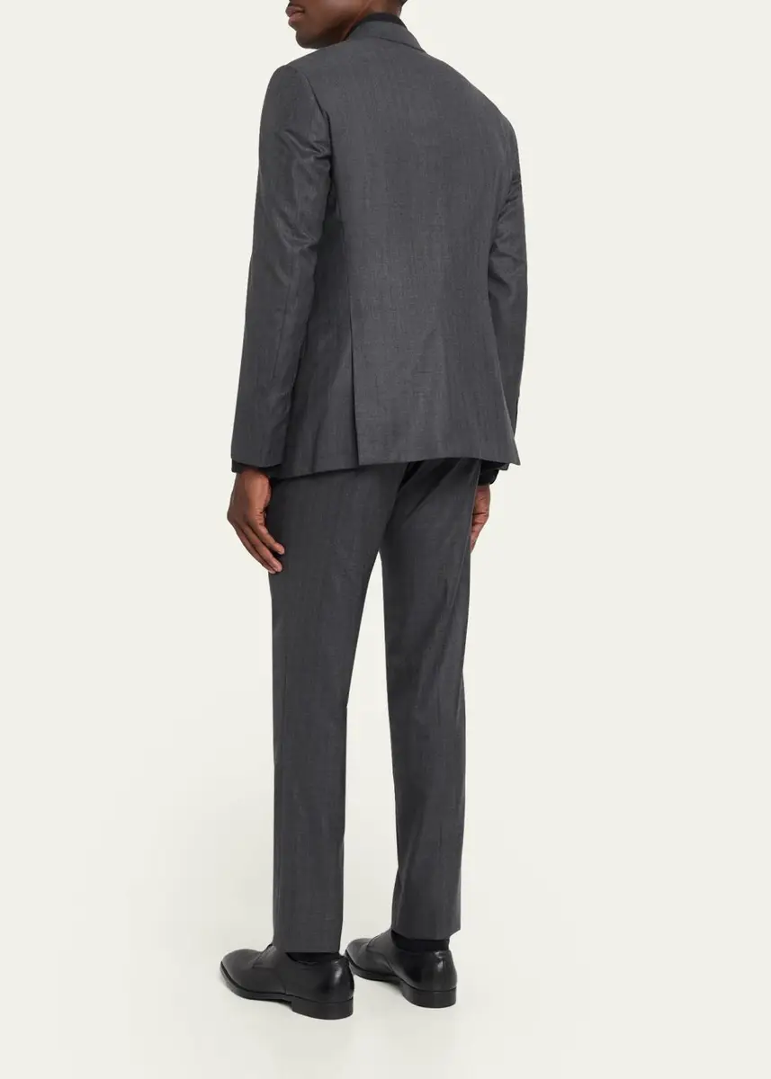 Giorgio Armani Men's Wool Herringbone Single-Breasted Suit | Thumbnail 3 Giorgio Armani Men's Wool Herringbone Single-Breasted Suit | Thumbnail 3