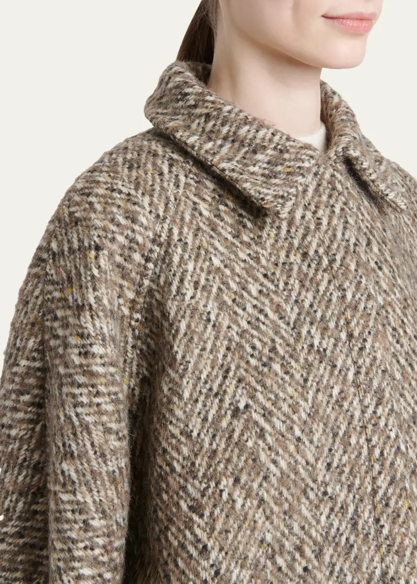 Kiton Herringbone Wool Oversized Zip Jacket | Thumbnail 5