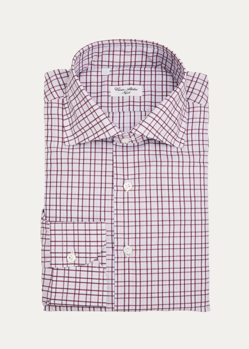 Cesare Attolini Men's Checked Cotton Dress Shirt | Thumbnail 3 Cesare Attolini Men's Checked Cotton Dress Shirt | Thumbnail 3