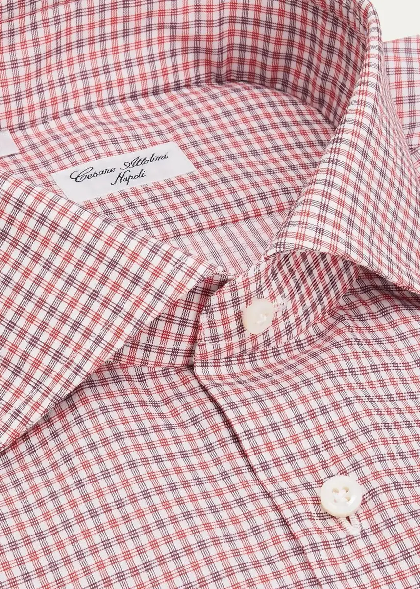 Cesare Attolini Men's Checked Cotton Dress Shirt | Thumbnail 6 Cesare Attolini Men's Checked Cotton Dress Shirt | Thumbnail 6