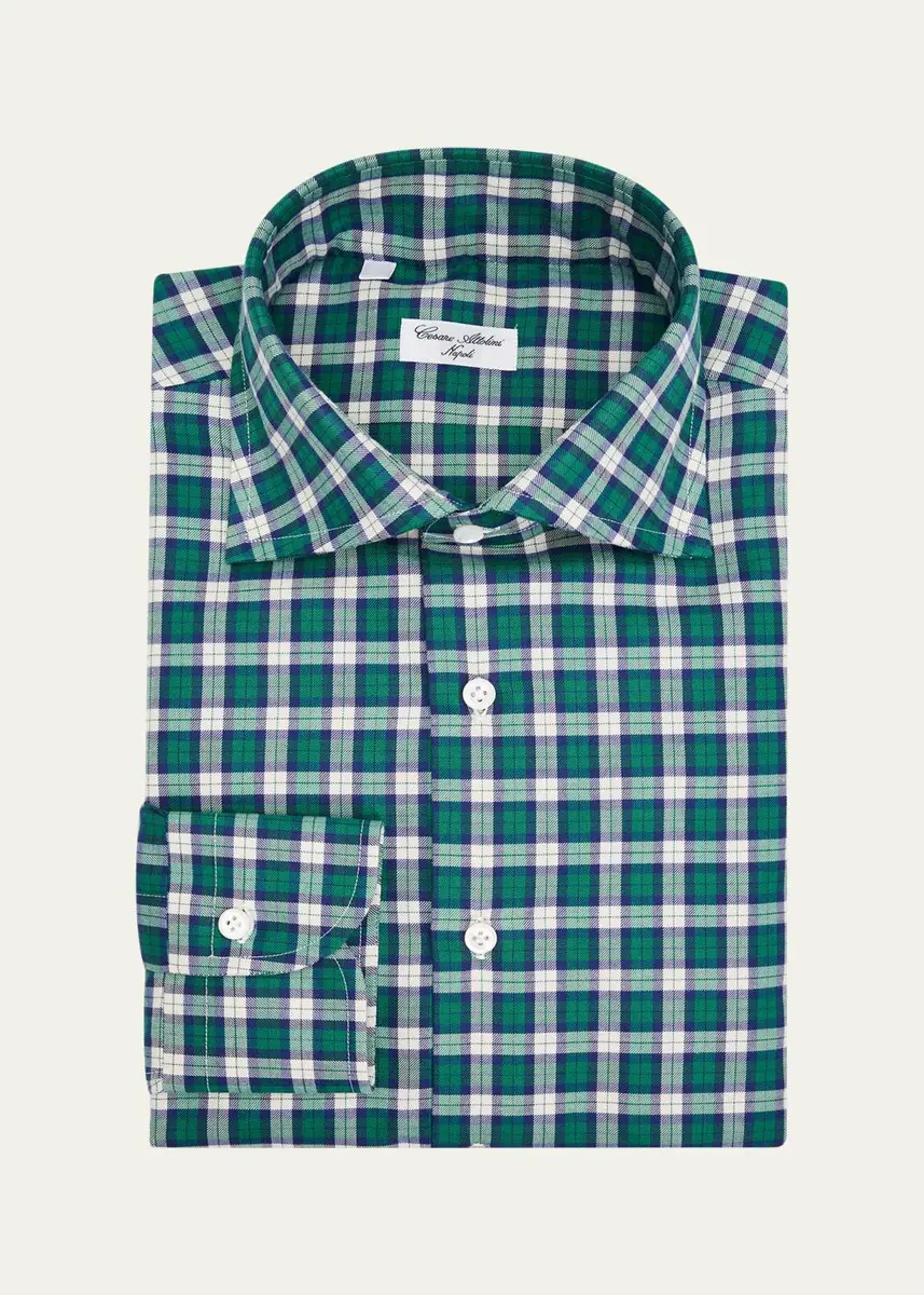 Cesare Attolini Men's Cotton Plaid Button-Down Shirt | Thumbnail 3
