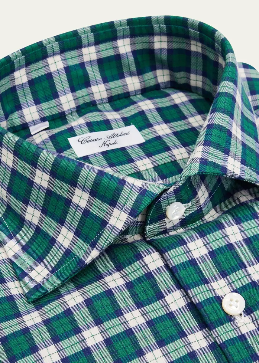 Cesare Attolini Men's Cotton Plaid Button-Down Shirt | Thumbnail 4