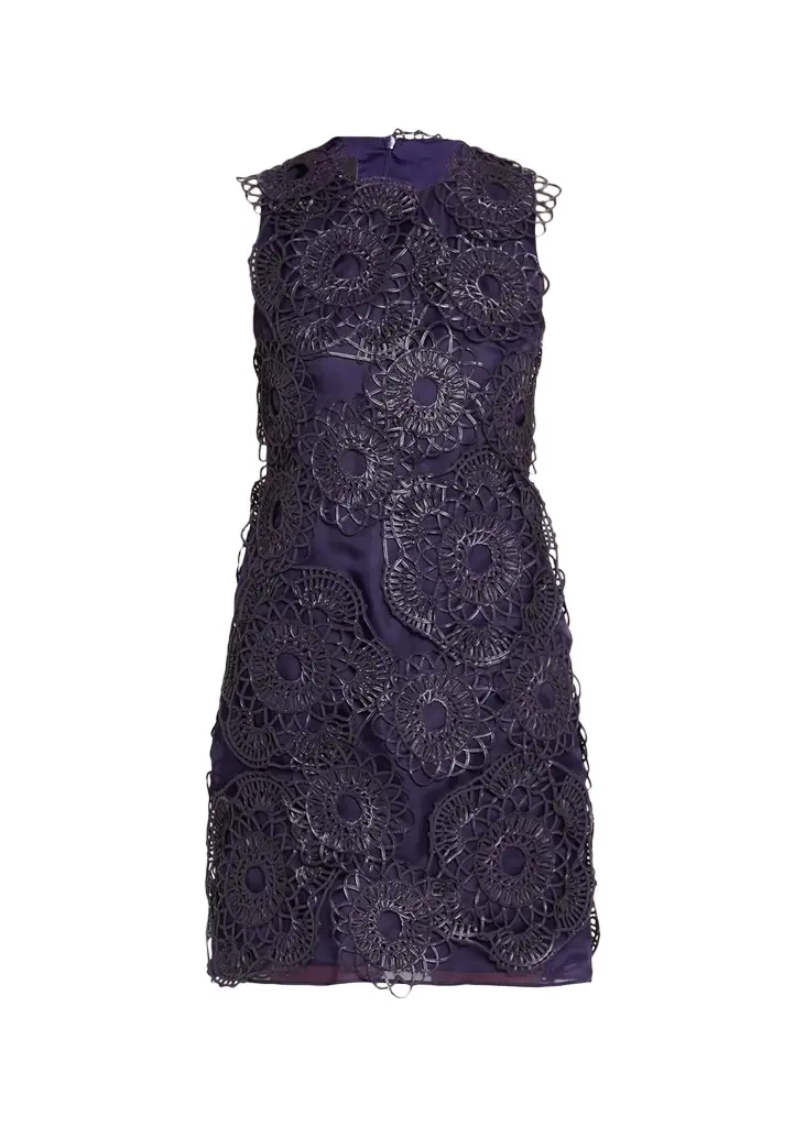 Akris Anemone Aetz Embroidered Organza Sleeveless Mini Dress