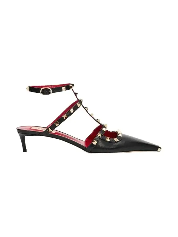 40mm Rockstud Leather Ankle-Strap Pumps 40mm Rockstud Leather Ankle-Strap Pumps