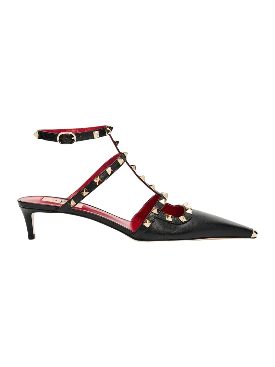 Valentino Garavani 40mm Rockstud Leather Ankle-Strap Pumps