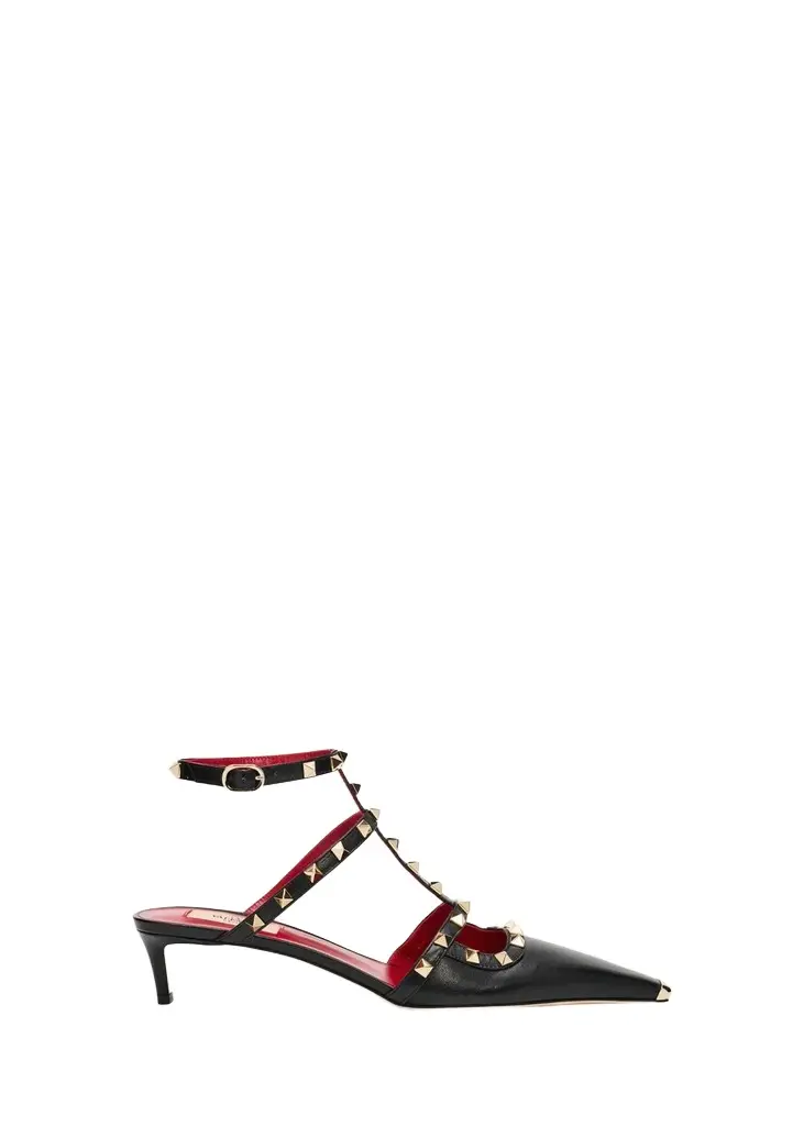 Valentino Garavani 40mm Rockstud Leather Ankle-Strap Pumps