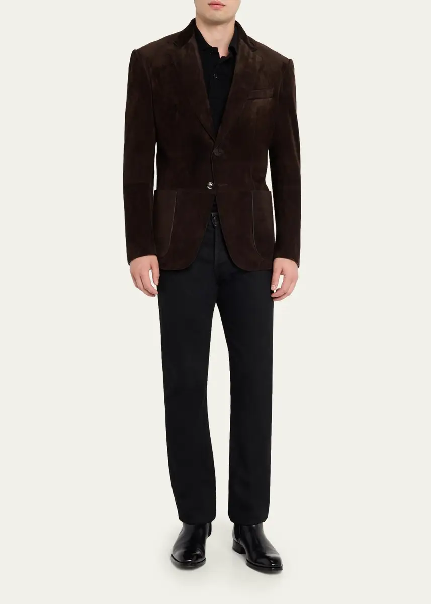Tom Ford Men's Suede Single-Breasted Blazer | Thumbnail 2 Tom Ford Men's Suede Single-Breasted Blazer | Thumbnail 2