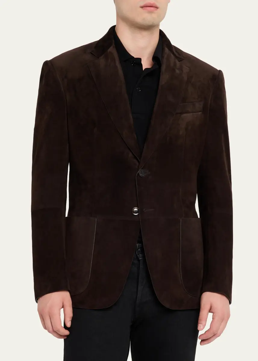 Tom Ford Men's Suede Single-Breasted Blazer | Thumbnail 4 Tom Ford Men's Suede Single-Breasted Blazer | Thumbnail 4