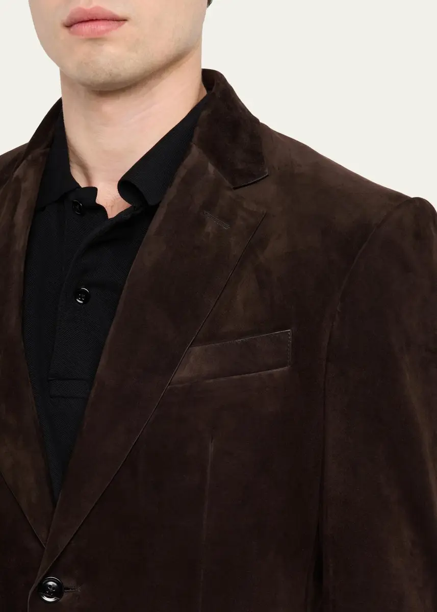 Tom Ford Men's Suede Single-Breasted Blazer | Thumbnail 5 Tom Ford Men's Suede Single-Breasted Blazer | Thumbnail 5