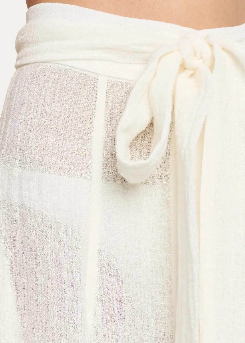 Lisa Marie Fernandez Beach Cotton Gauze Button-Front Midi Skirt With Belt | Thumbnail 5