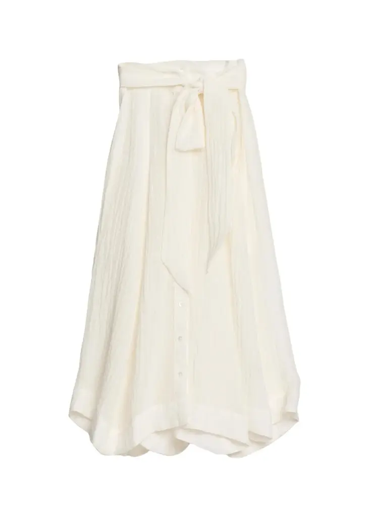Lisa Marie Fernandez Beach Cotton Gauze Button-Front Midi Skirt With Belt