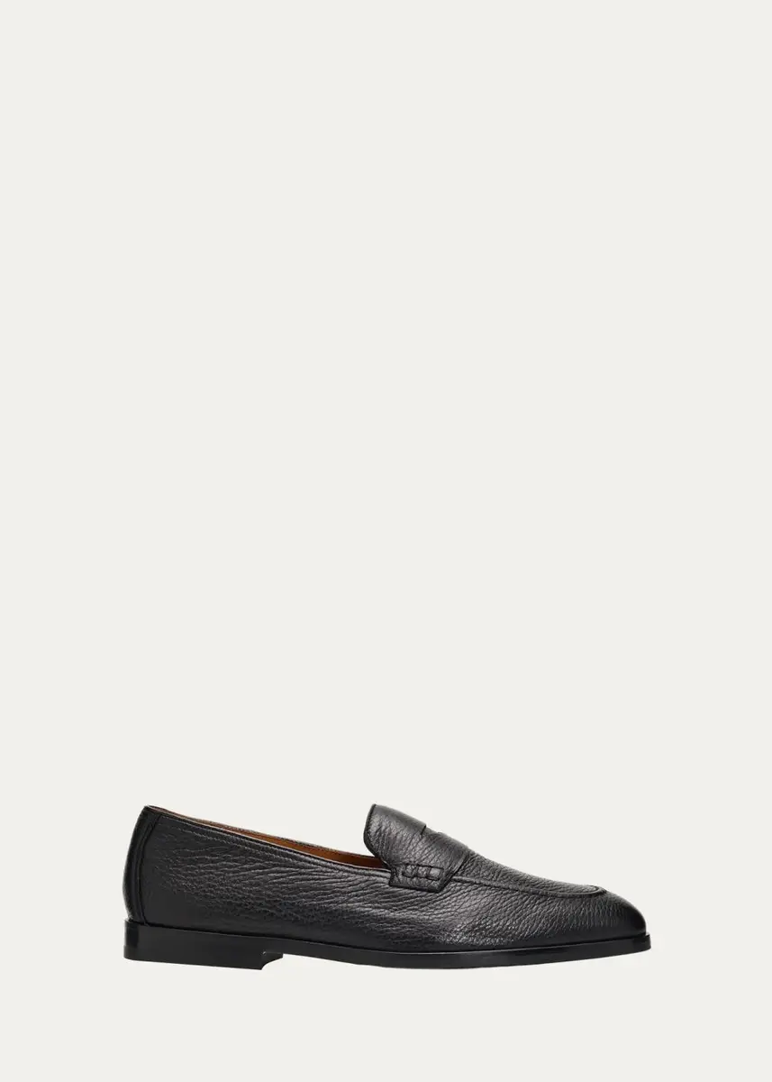 Doucals Men's Stresa Deerskin Leather Penny Loafers | Thumbnail 4 Doucals Men's Stresa Deerskin Leather Penny Loafers | Thumbnail 4