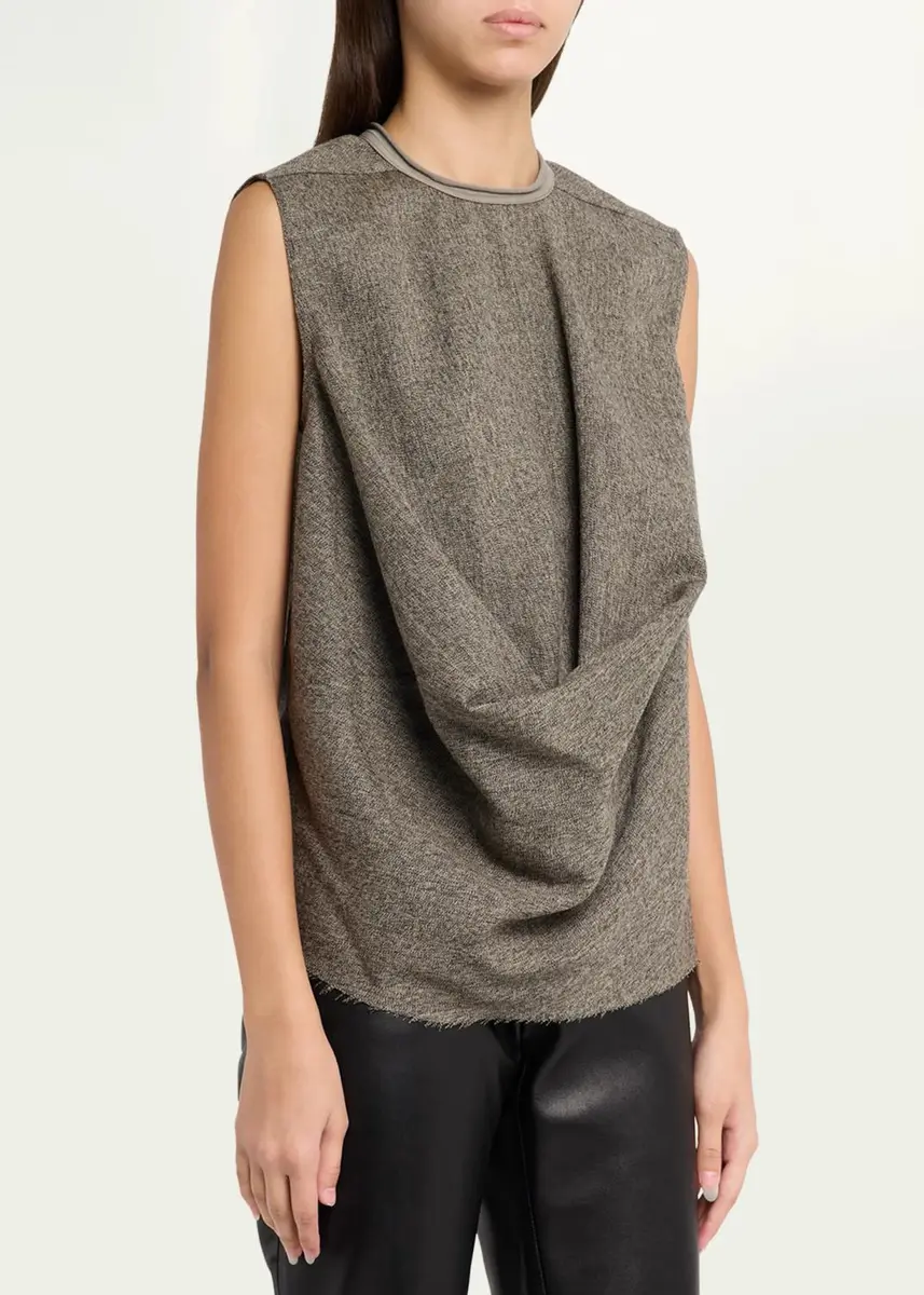Rick Owens Subhuman Draped Melange Wool Sleeveless Top | Thumbnail 4